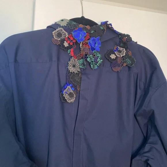 Sacai 3492 fabulous top/tunic/dress blue with unique embroidery, size L - Picture 5 of 15